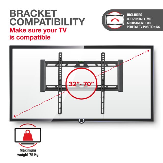 TTAP TTD404FLA LEVEL ADJUSTABLE Fixed, 27mm from wall, Max Weight 75Kg, Up to 70inch