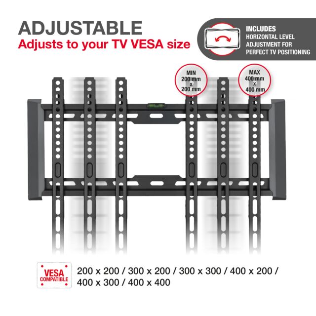 TTAP TTD404FLA LEVEL ADJUSTABLE Fixed, 27mm from wall, Max Weight 75Kg, Up to 70inch