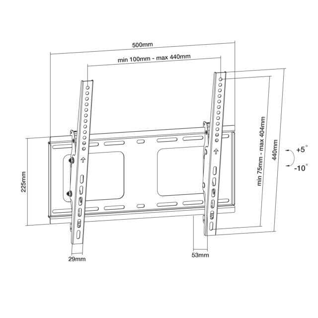 TTAP TTD404THD HEAVY DUTY Tilt -10°- +5°, 53mm From wall, Max Weight 80Kg Up to 85inch