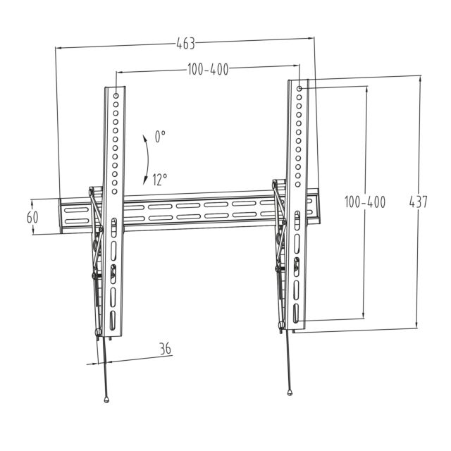 TTAP TTD404TLP3 Tilt 12°, 36mm From wall, Max Weight 35Kg, Up to 65inch