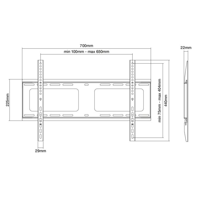 TTAP TTD604FHD HEAVY DUTY Fixed, 22mm From wall, Max Weight 80Kg Up to 85inch