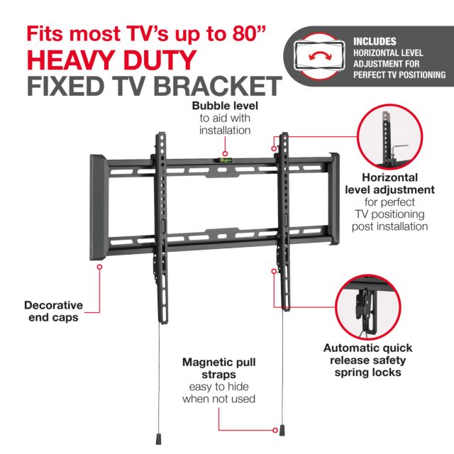TTAP TTD604FLA LEVEL ADJUSTABLE Fixed, 27mm from wall, Max Weight 75Kg Up to 80inch