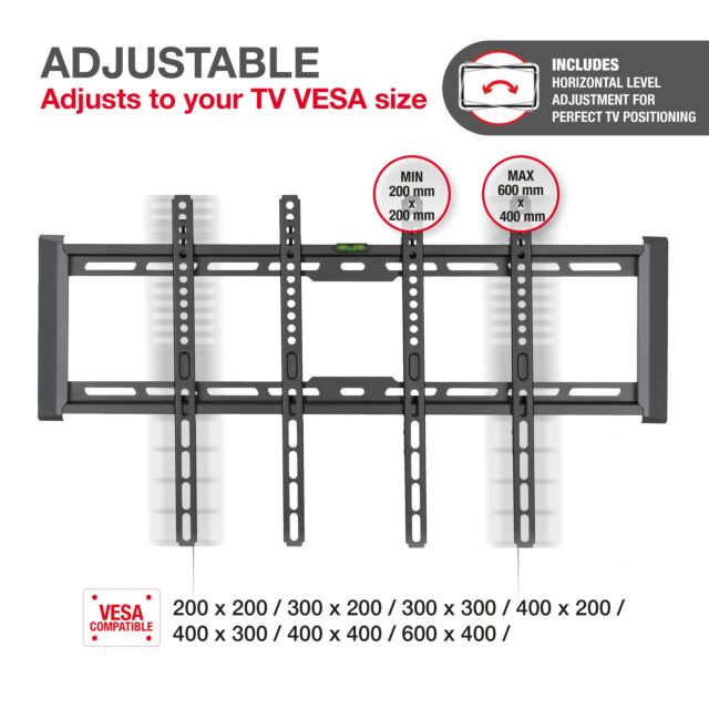 TTAP TTD604FLA LEVEL ADJUSTABLE Fixed, 27mm from wall, Max Weight 75Kg Up to 80inch