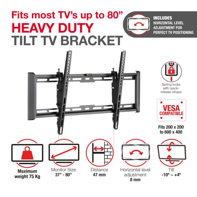 TTAP TTD604TLA Level Adjustable Tilt -10° / +4inch, 47Mm From Wall, Max Weight 75Kg Up To 80inch