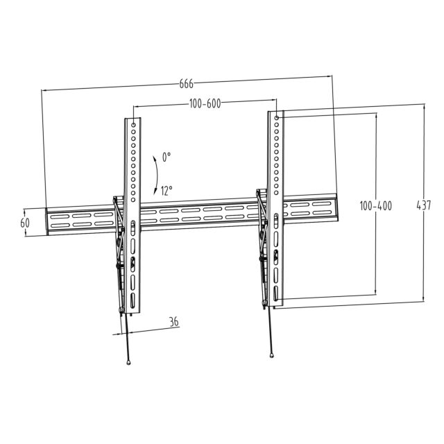 TTAP TTD604TLP3 Tilt 12°, 36mm From wall, Max Weight 35Kg, Up to 65inch