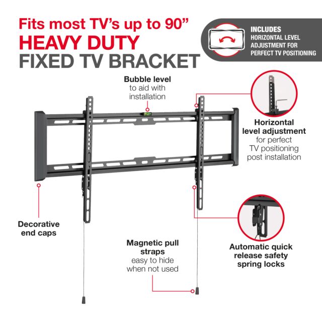 TTAP TTD804FLA LEVEL ADJUSTABLE Fixed, 27mm from wall, Max Weight 75Kg Up to 90inch
