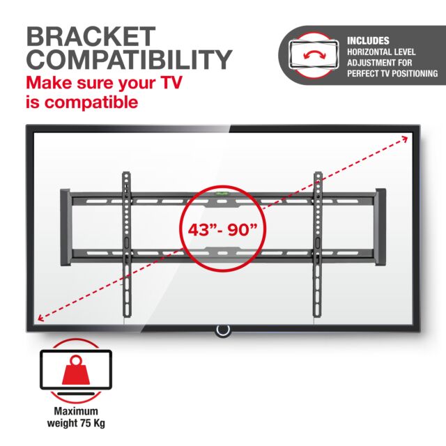 TTAP TTD804FLA LEVEL ADJUSTABLE Fixed, 27mm from wall, Max Weight 75Kg Up to 90inch