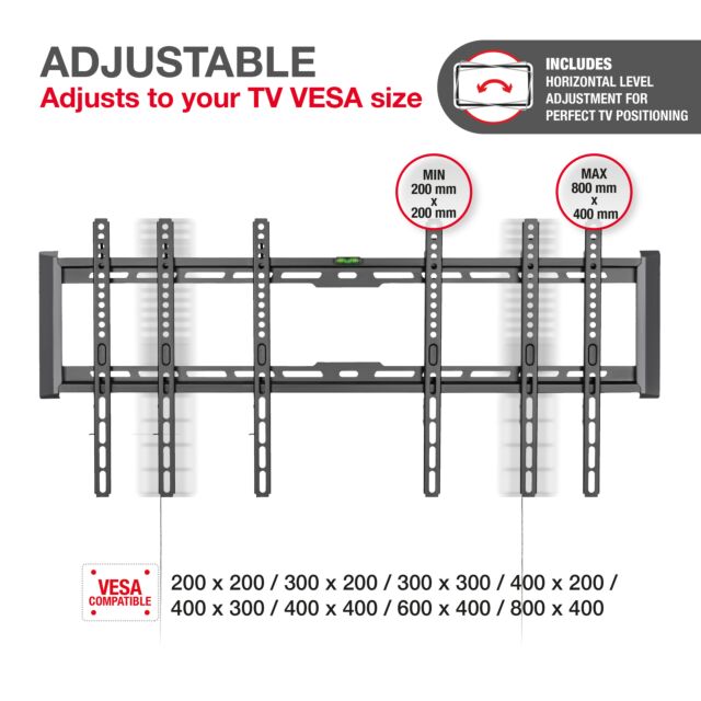 TTAP TTD804FLA LEVEL ADJUSTABLE Fixed, 27mm from wall, Max Weight 75Kg Up to 90inch