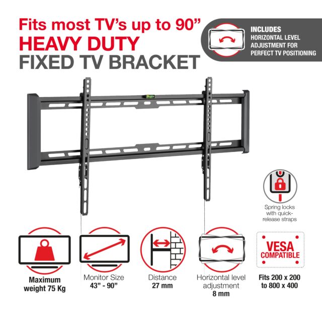 TTAP TTD804FLA LEVEL ADJUSTABLE Fixed, 27mm from wall, Max Weight 75Kg Up to 90inch