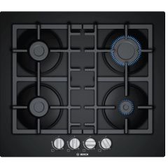 Bosch PNP6B6B90 Black Glass 60Cm Gas On Glass Hob