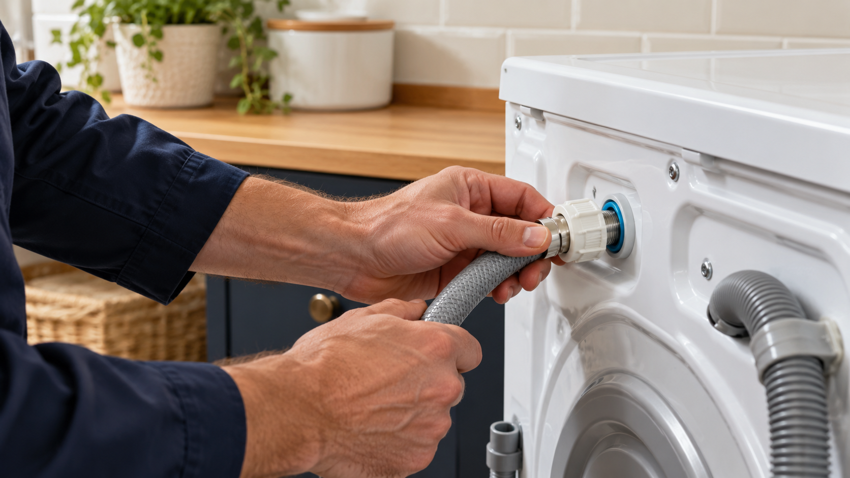 A washing machine ready for installation