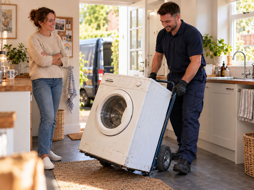 Hardy's recycling team collecting an old appliance