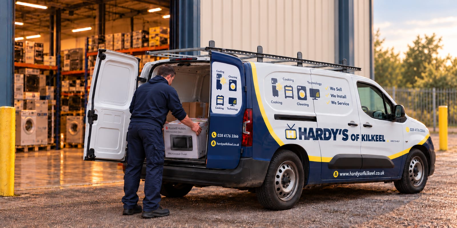 Loading appliances into the Hardy’s delivery van